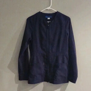 koi Sapphire women's xsmall navy blue two pocket long sleeve full zip scrub‎ top